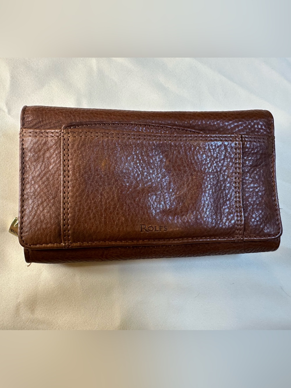 Vintage ROLFS Brown Genuine Leather Organizer Wallet Y2K